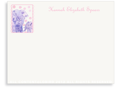 Elephant Mother & Child - Flat Note cards
