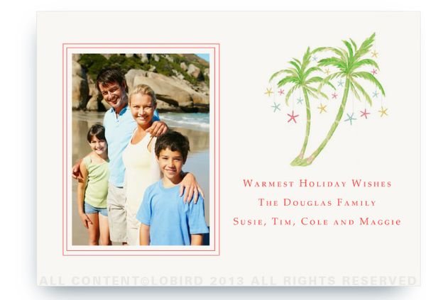 Flat Holiday Photo Card- portrait photo- Holiday palm 2