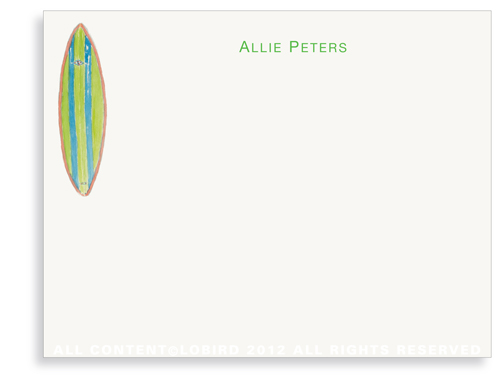 Green Alli Surfboard - Flat Note Cards