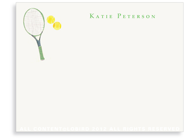 Green Tennis Racket - Flat Note cards