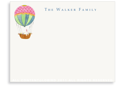 Hot Air Balloon with Easter Rabbit - Flat Note Cards