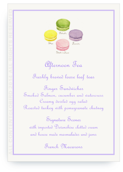 macaron - pastel menu card