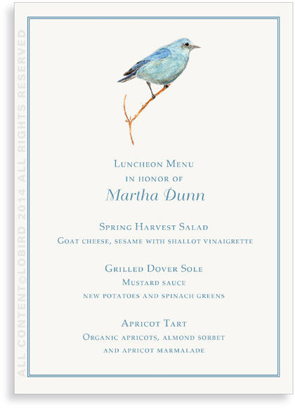 Menu Cards- Mountain Blue Bird