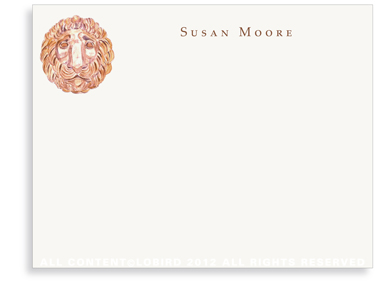 Parisian Lion Medallion - Bronze - Folded Note Cards