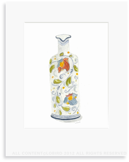 Red Italian Oil Pitcher - 8 x 10 Print in 11 x 14 Mat 