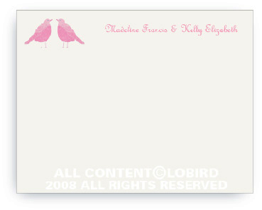 Twin Pink Song Birds - Note cards