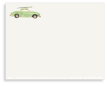 Vintage Surf Car- Non-Personalized Note Cards (4.25" X 5.5") 