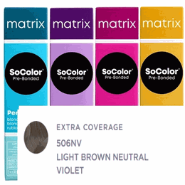 Matrix SoColor Pre-Bonded Permanent Hair Color EXTRA COVERAGE 506NV LIGHT BROWN NEUTRAL VIOLET