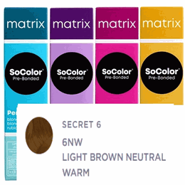 Matrix SoColor Pre-Bonded Permanent Hair Color 6NW LIGHT BROWN NEUTRAL WARM