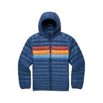 Cotopaxi Mens Fuego Down Hooded Jacket Deep Sea Stripes