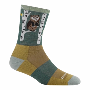 Darn Tough Womens Critter Club Micro Crew Lightweight Hiking Socks Owl Green