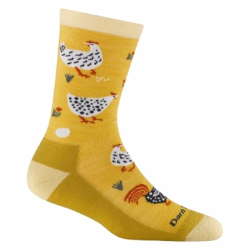 Darn Tough Womens Mother Clucker Crew Lightweight Lifestyle Socks Sunny