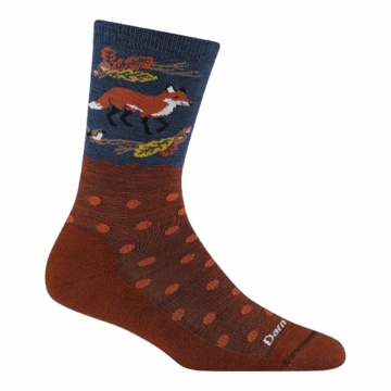 Darn Tough Womens Wild Life Crew Lightweight Lifestyle Socks Fox Foliage