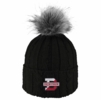 Denison Alps Knit Cuff Hat With Faux Fur Pom Black