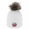 Denison Alps Knit Cuff Hat With Faux Fur Pom White