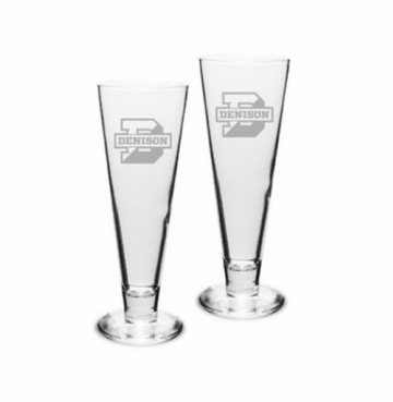 Denison Campus Crystal Classic Pilsner Glasses Set of 2