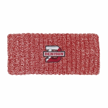 Denison Sloane Ribbed Knit Earband With Marled Yarn Red 