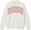 Denison Womens Diana Mock Neck Sweatshirt Oatmeal Heather with Red Vintage Cherries 
