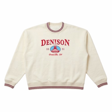 Denison Womens Striped Ribbed Crew Bone / Crimson Stripe