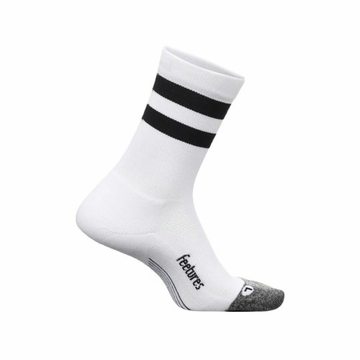 Feetures Elite Light Cushion Mini Crew White High Top Stripe
