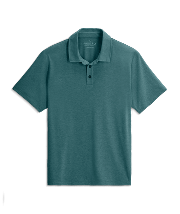 Free Fly Mens Bamboo Flex Polo II Heather Sea Pine
