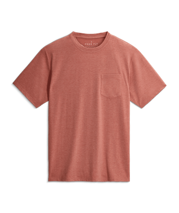 Free Fly Mens Bamboo Flex Pocket Tee Heather Red Clay