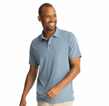 Free Fly Mens Bamboo Flex Polo II Heather Deepwater