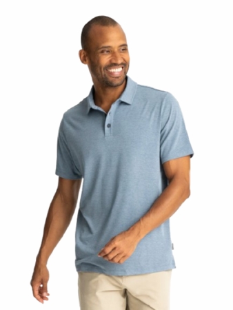 Free Fly Mens Bamboo Flex Polo II Heather Deepwater