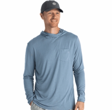 Free Fly Mens Bamboo Lightweight Hoodie Blue Fog