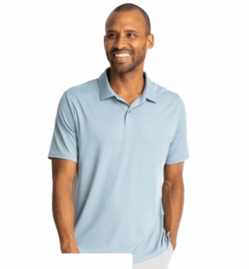 Free Fly Mens Elevate Polo Blue Fog (Close Out)