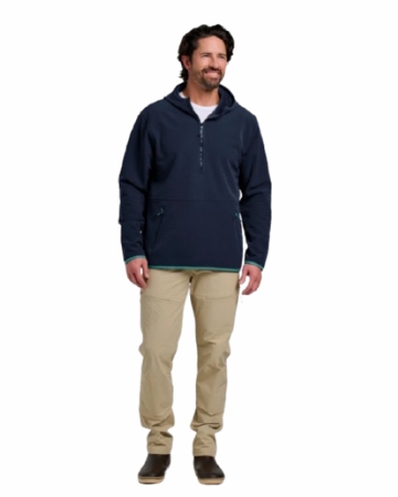 Free Fly Mens Gridback Fleece Anorak Hoodie Deep Navy