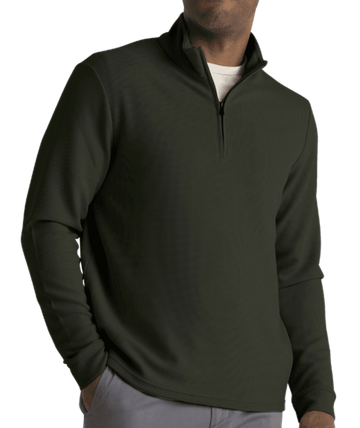 Free Fly Mens Waffle Quarter Zip Dark Forest