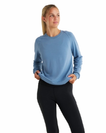 Free Fly Womens Bamboo Lightweight Fleece Crew Windward Blue