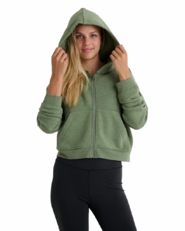 Free Fly Womens Bamboo Northcoast Fleece Full Zip Hoodie Heather Olivine