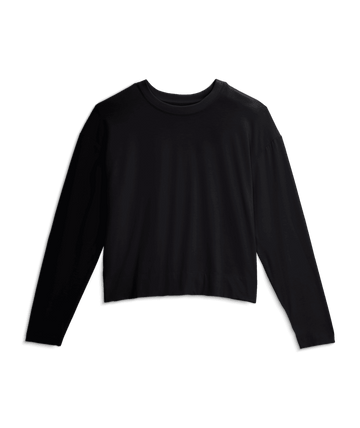 Free Fly Womens Bamboo Shade Crossover Long Sleeve Black