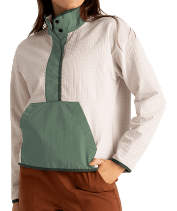 Free Fly Womens Gridback Fleece Snap Pullover Forest