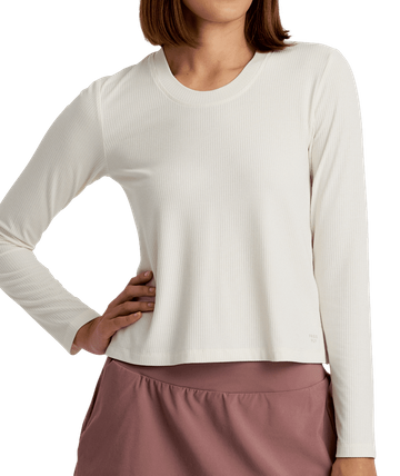 Free Fly Womens Ribbed Bamboo Long Sleeve Sea Salt