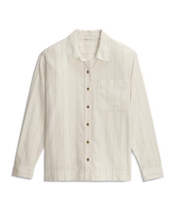 Free Fly Womens Sullivans Shirt Dash Vertical Stripe Sea Salt