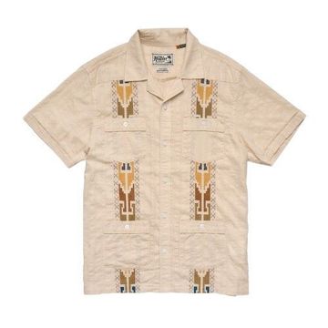 Howler Bros Guayabera Shirt Temple Tracks : Oatmeal