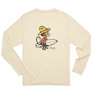 Howler Bros Mens Cotton Longsleeve T-Shirt : El Monito Surfs : Natural