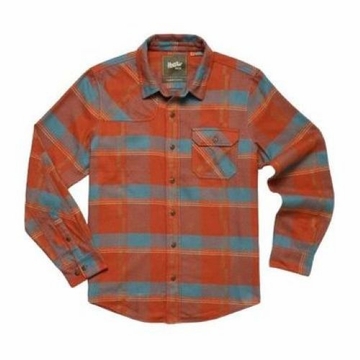 Howler Bros Mens Harker's Flannel - Backdrop Plaid : Terracotta (Close Out)