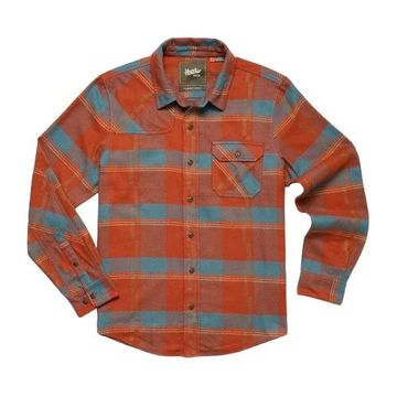Howler Bros Mens Harker's Flannel - Backdrop Plaid : Terracotta