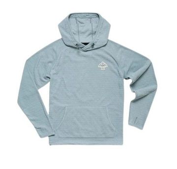 Howler Bros Mens Palo Duro Fleece Hoodie Mountain Grid Iron Blue