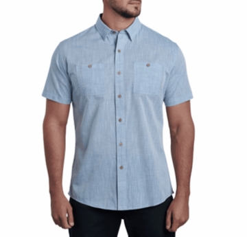 Kuhl Mens Karib Stripe Short Sleeve Shirt Horizon Blue
