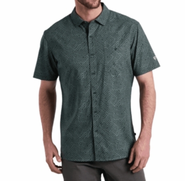 Kuhl Mens Persuadr Short Sleeve Shirt Green Onyx