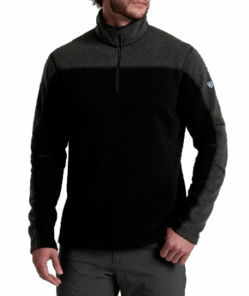 Kuhl Mens Revel Colorblock 1/4 Zip Steel / Black