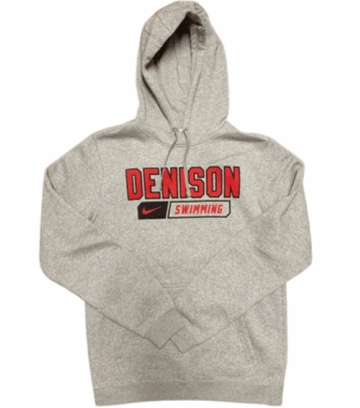 Denison Nike Swimming Club Fleece Pullover Hoody Dark Heather