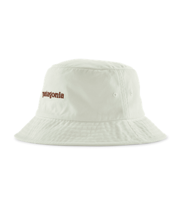 Patagaonia Bucket Hat Text Logo: Birch White
