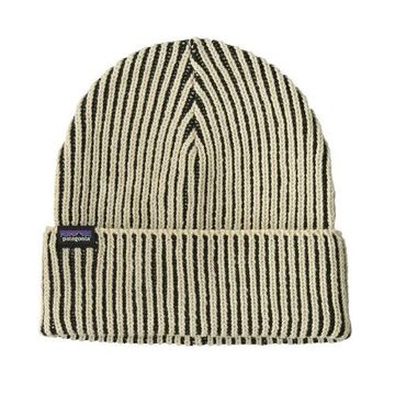 Patagonia Fishermans Rolled Beanie Contrast Stripe: Black (Autumn 2025)
