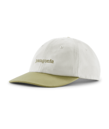 Patagonia Fitz Roy Icon Trad Cap Text Logo: Birch White w/Gumtree Green